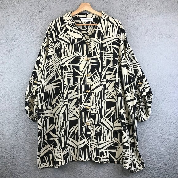 CAROLINE ROSE BLACK AND IVORY 3/4 SLEEVE'S SKIRT TOP JACKET SUIT SIZE 3X - Picture 1 of 8